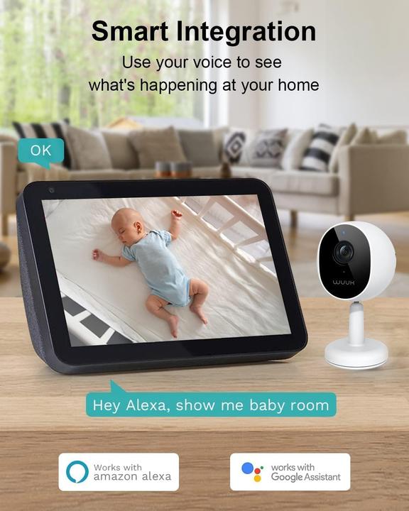 Actual product image WUUK 4MP/2.5K Innenüberwachungskamera mit App und magnetischem Standfuss (2560 x 1440 Pixels)