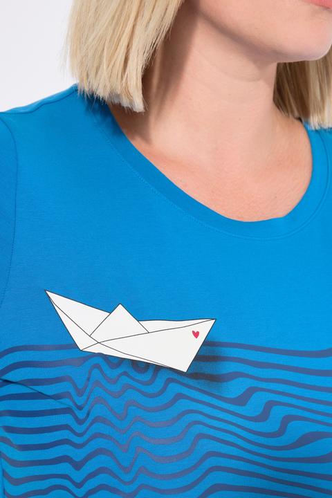 Produktbild Ulla Popken Shirt, Ringel, Papierboot, U-Boot-Ausschnitt, 3/4-Arm (58)