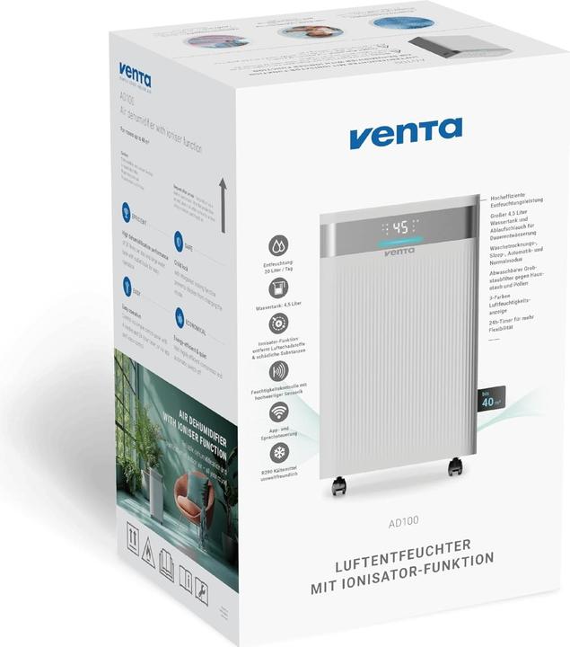 Produktbild Venta AD100 EU Luftentfeuchter für hygienische Entfeuchtung (40 m², 20 l/24h)