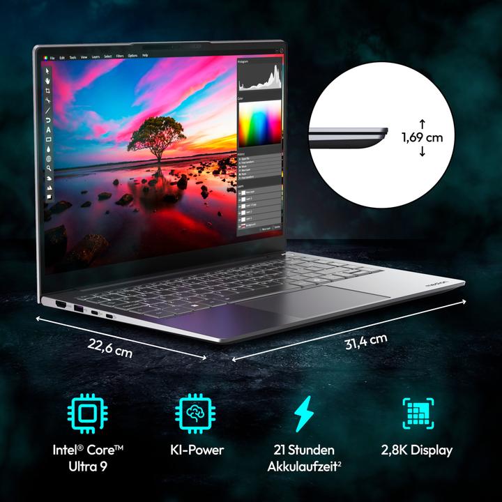 Image du produit Medion SPRCHRGD14 S2 ELITE 30040136 - 14" 2,8K, Intel® Core™ Ultra 9-2, 32GB RAM, 2TB SSD, W11 (14", Intel Core Ultra 9 288V)