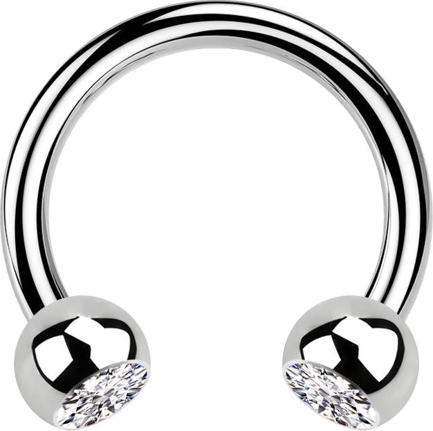 Produktbild Star Piercing Circular Barbell silber mit zwei Kugeln Kristall silber (ohne Messing, Chirurgenstahl 316L)
