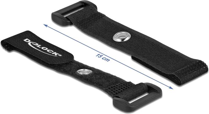 Actual product image Delock Velcro cable tie with loop and fixing eye L 150 x W 20 mm black 5 pieces (Velcro cable ties, 150 mm, 5 pcs.)