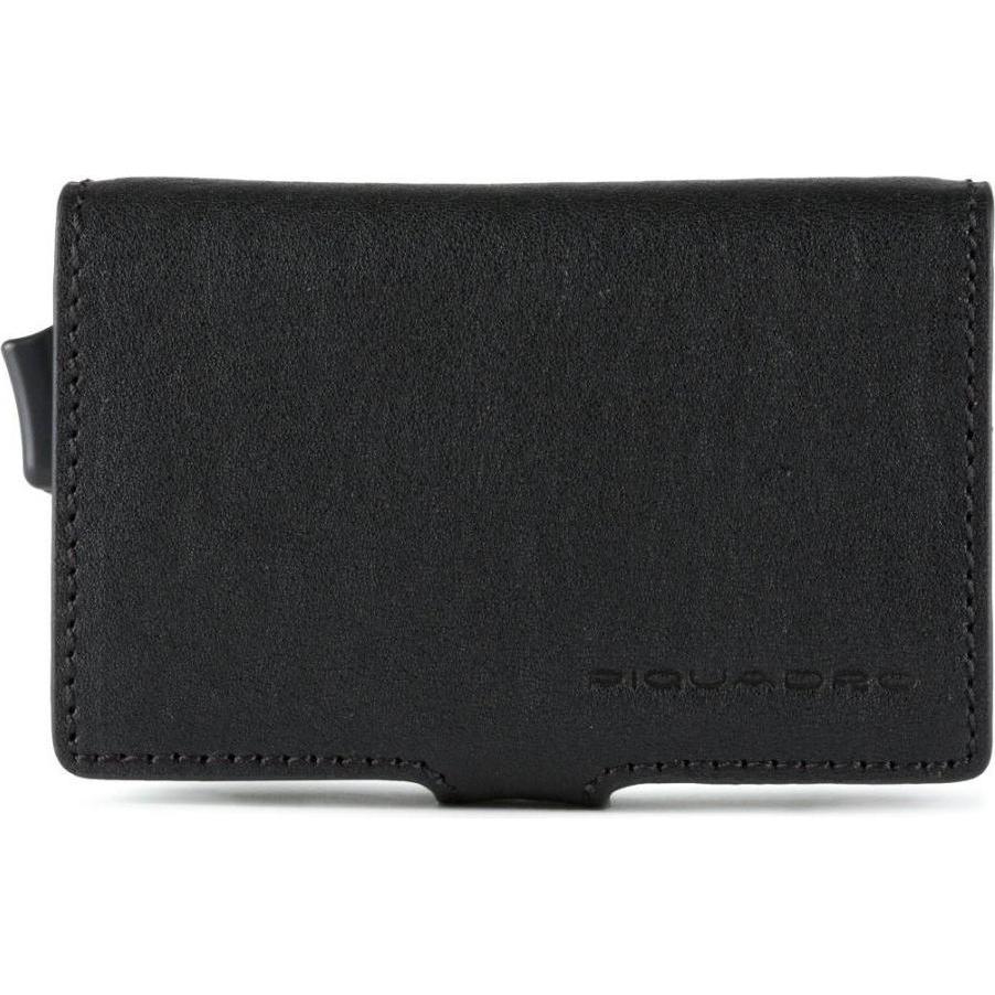 Piquadro, Mannen, Portemonnee, Black Square, Leather Wallet, Cardholder, 42023100, Black, For Me, Zwart