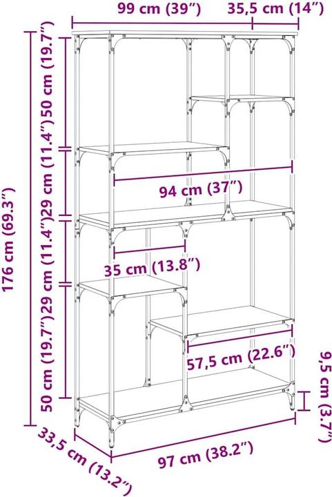 Immagine prodotto vidaXL Bücherregal (99 x 35.50 x 176 cm)