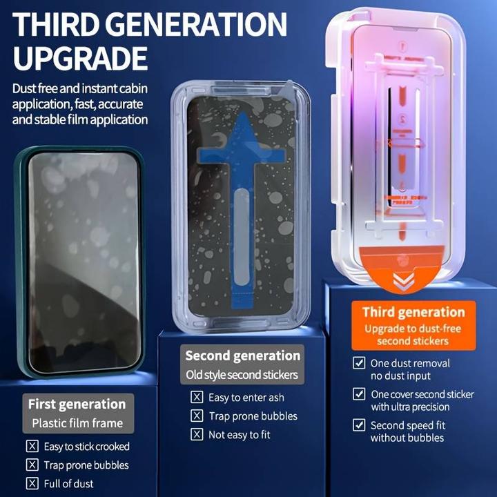 Produktbild PhoneLook 2er-Pack Anti-Spy Schutzscheiben mit automatischem Schnellmontageset und Staubschutz (2 Stück, Apple iPhone 12 Pro Max)