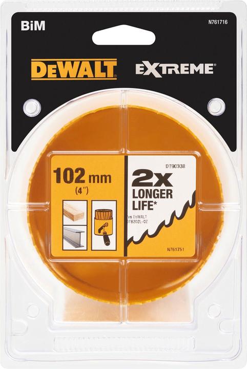 Immagine prodotto DeWalt Sega a tazza BiMetal EXTREME 102 mm (10,2 centimetri)