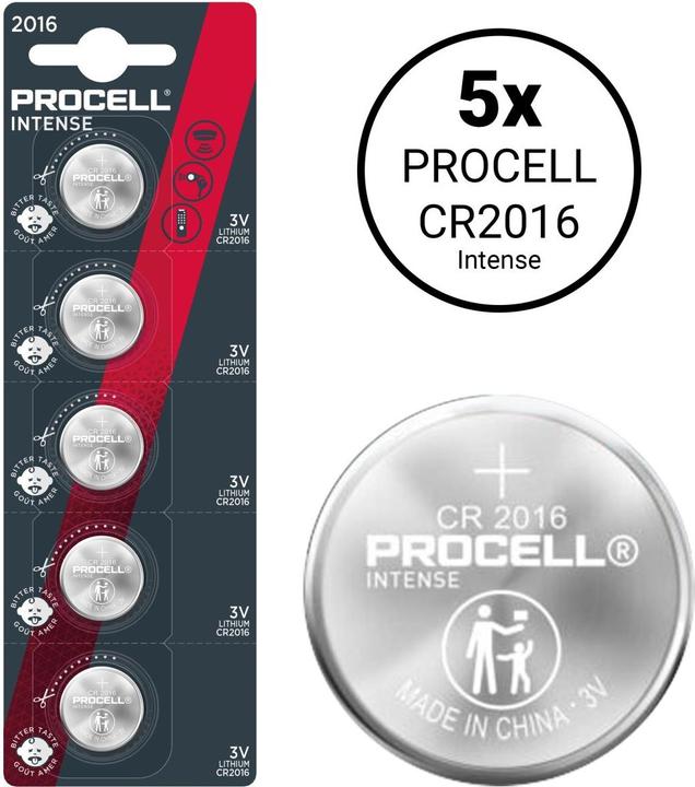 Produktbild Procell CR2016 Intense (Lithium) - 5 Knopfbatterien (5 Stk., CR2016, 85 mAh)