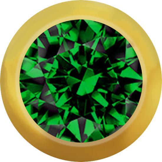 Actual product image Star Piercing Micro ball gold-plated with green crystal (without brass, Surgical steel 316L)