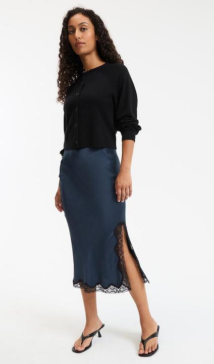 Produktbild La Redoute Collections Gerade geschnittener Rock aus Satin mit Spitzendetail (34)