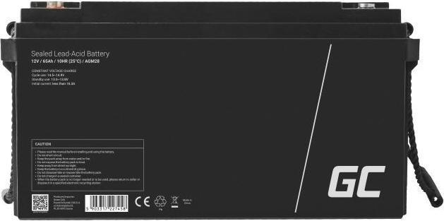 Immagine prodotto GreenCell Accumulatore AGM VRLA 12V 65Ah - 65.000 mAh (1 pz., Specifico del dispositivo)