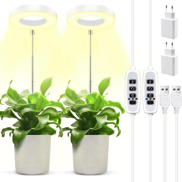 ‎Guhaool 2er-Set Pflanzenlampen, höhenverstellbar, Timerfunktion, dimmbar (LED)