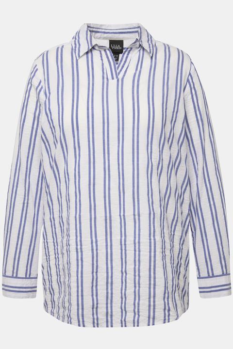 Immagine prodotto Ulla Popken Tunica con crespatura, righe, collo da camicia, scollo a V e maniche lunghe (46)