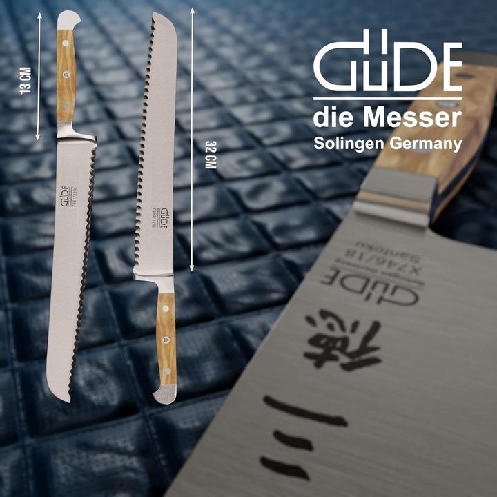 Produktbild Güde Brotmesser "Franz ", geschmiedet, Doppelkropf, Griff: ital. Olivenholz, beidseitig geschliffen