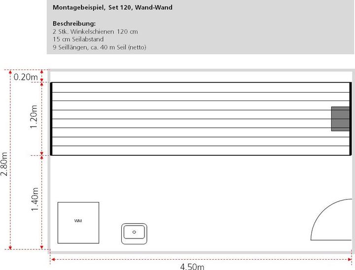 Produktbild Lübra Wäscheleinenset 120 Wand-Wand (120 m)