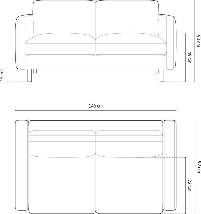 Actual product image Micadoni Sofa, "Eden", 2 Seats, Pink Melange, 146x92x90 Made in Europe (2 person sofa)