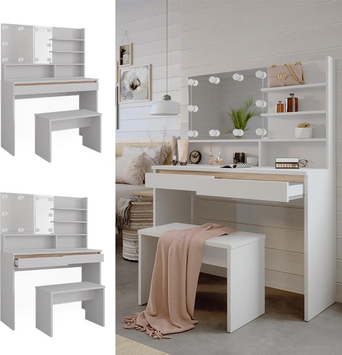 Image du produit Vicco Emma avec étagère miroir, banc & éclairage LED (120 x 41.80 x 83 cm)