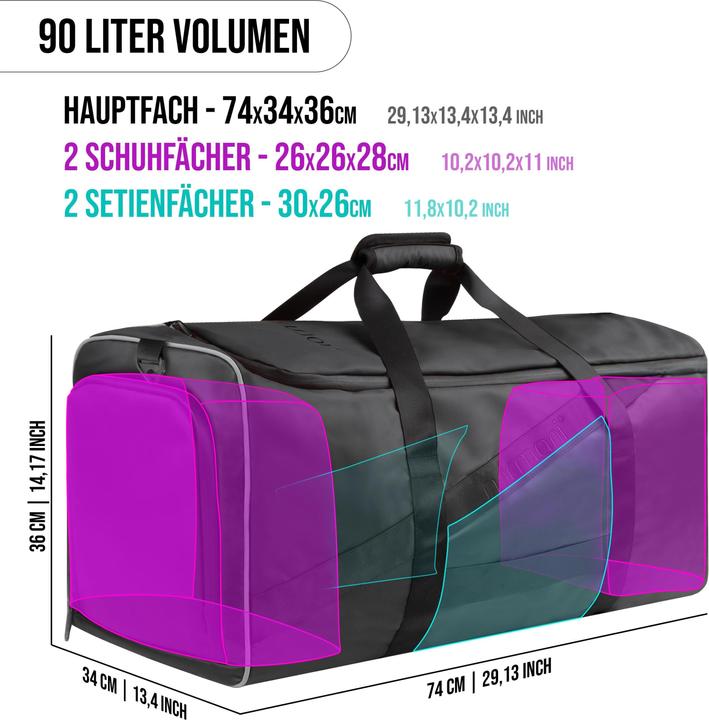 Produktbild Normani Sporttasche mit Rucksackfunktion 90 l mit Hüftgurt - 9279 (90 l)