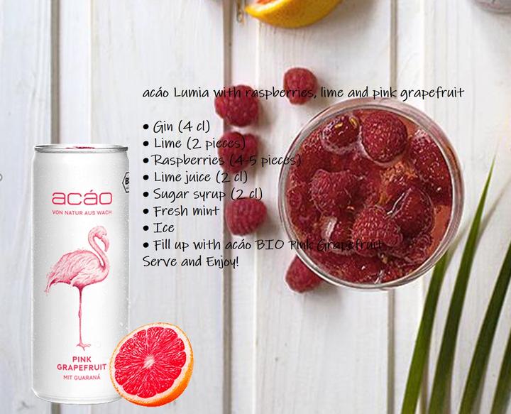 Actual product image Acáo Refreshing drink with pink grapefruit & guarana organic (1 x 25 cl)