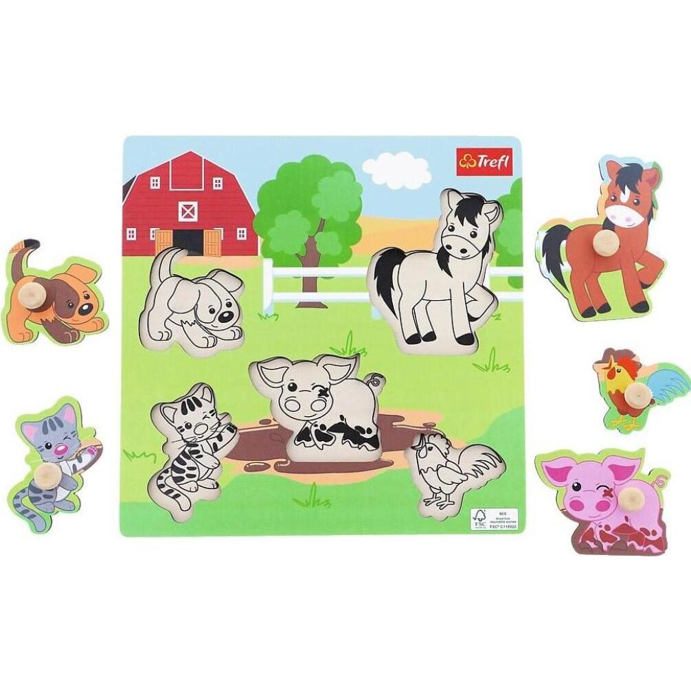 Thumbnail - Trefl 61622 Wooden Wedges 5 pieces Farm animals for ages 2+