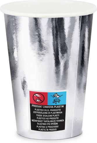 Actual product image Partydeco Cups, silver, 220ml (1 pkt / 6 pc.) (6x)