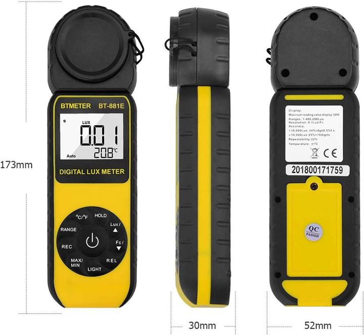 Actual product image Btmeter Digital Light Meter BT-881E