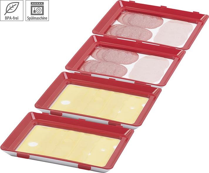 Produktbild Rosenstein & Söhne 4er-Set Frischhaltedosen für Wurst- und Käse-Aufschnitt (31 x 25.5 x 3.5 cm)