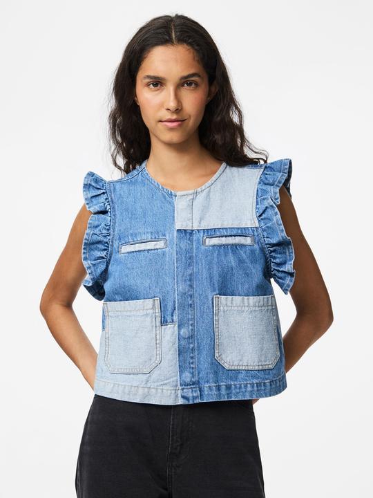 Produktbild Pieces PCFIE VOLANT PATCHWORK Jeansweste (M)
