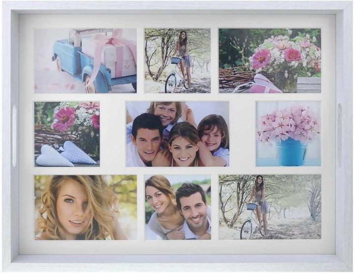 Produktbild ZEP Photo Tray white 45x35 Holz Fototablett 9 Bilder