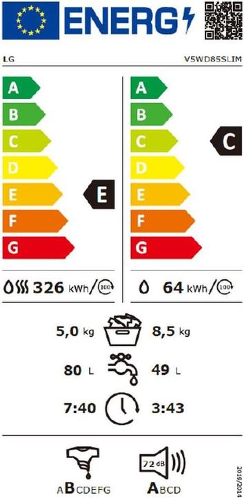Energy Label LG V5WD85SLIM