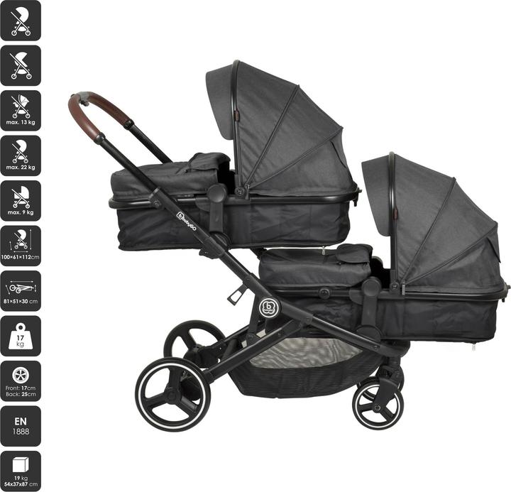 Produktbild BabyGo Geschwisterwagen Twinner Grey