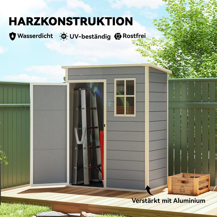 Actual product image Outsunny Gerätehaus Kunststoff, Aluminiumlegierung Grau