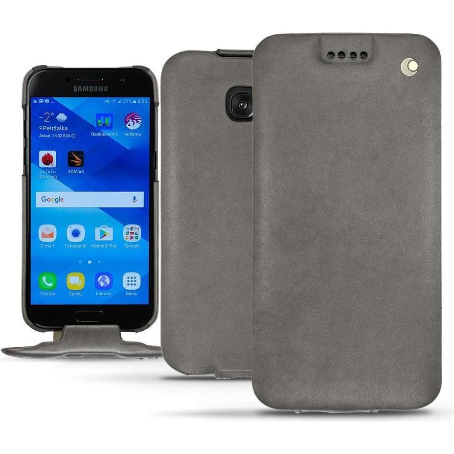 Noreve Lederschutzhülle vertikal (Samsung Galaxy A3 (2017)), Smartphone Hülle, Grau