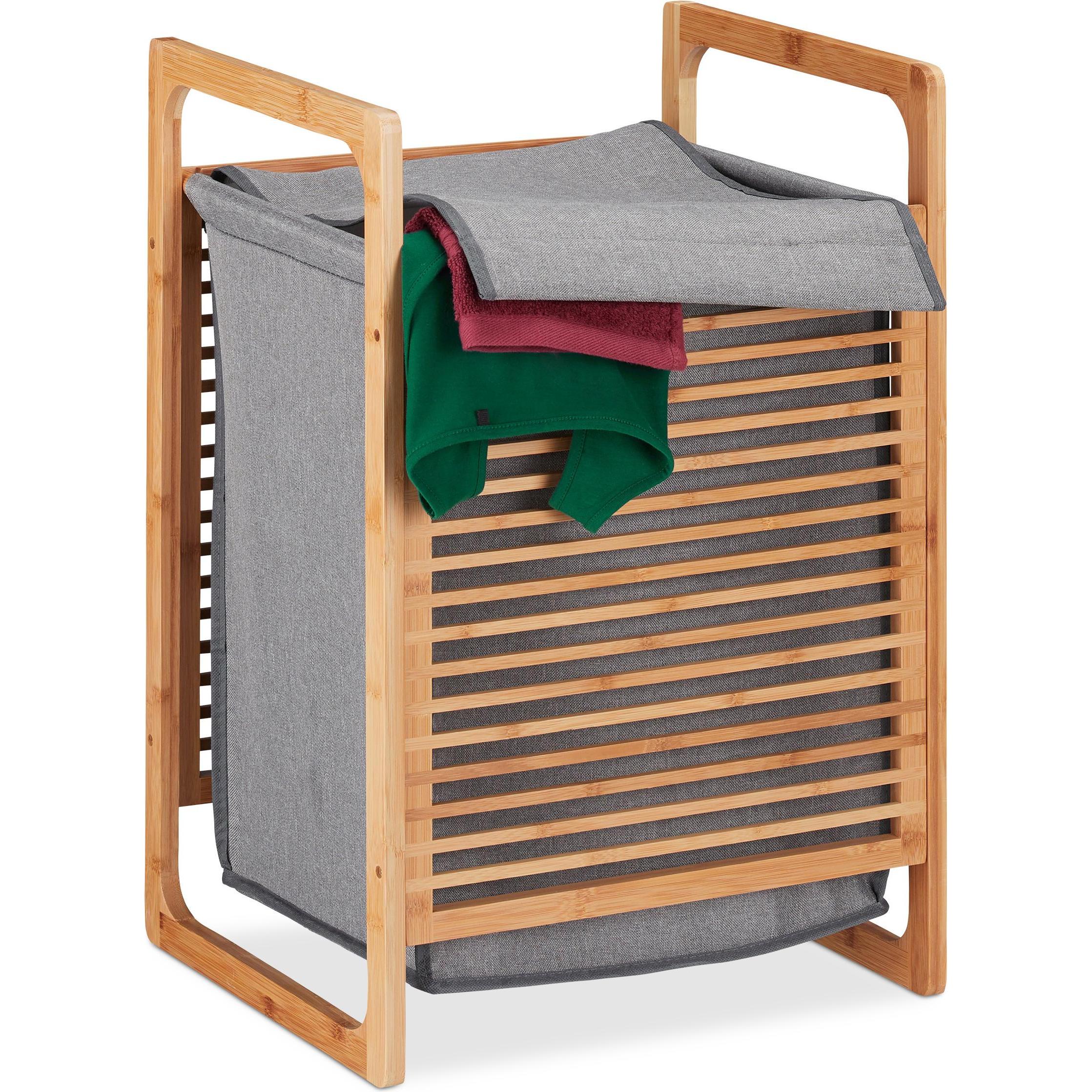 Relaxdays, Wäschekorb, Bambus (43 l)