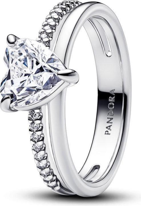 Produktbild Pandora Doppelband Herz Ring (48, 925 Silber)