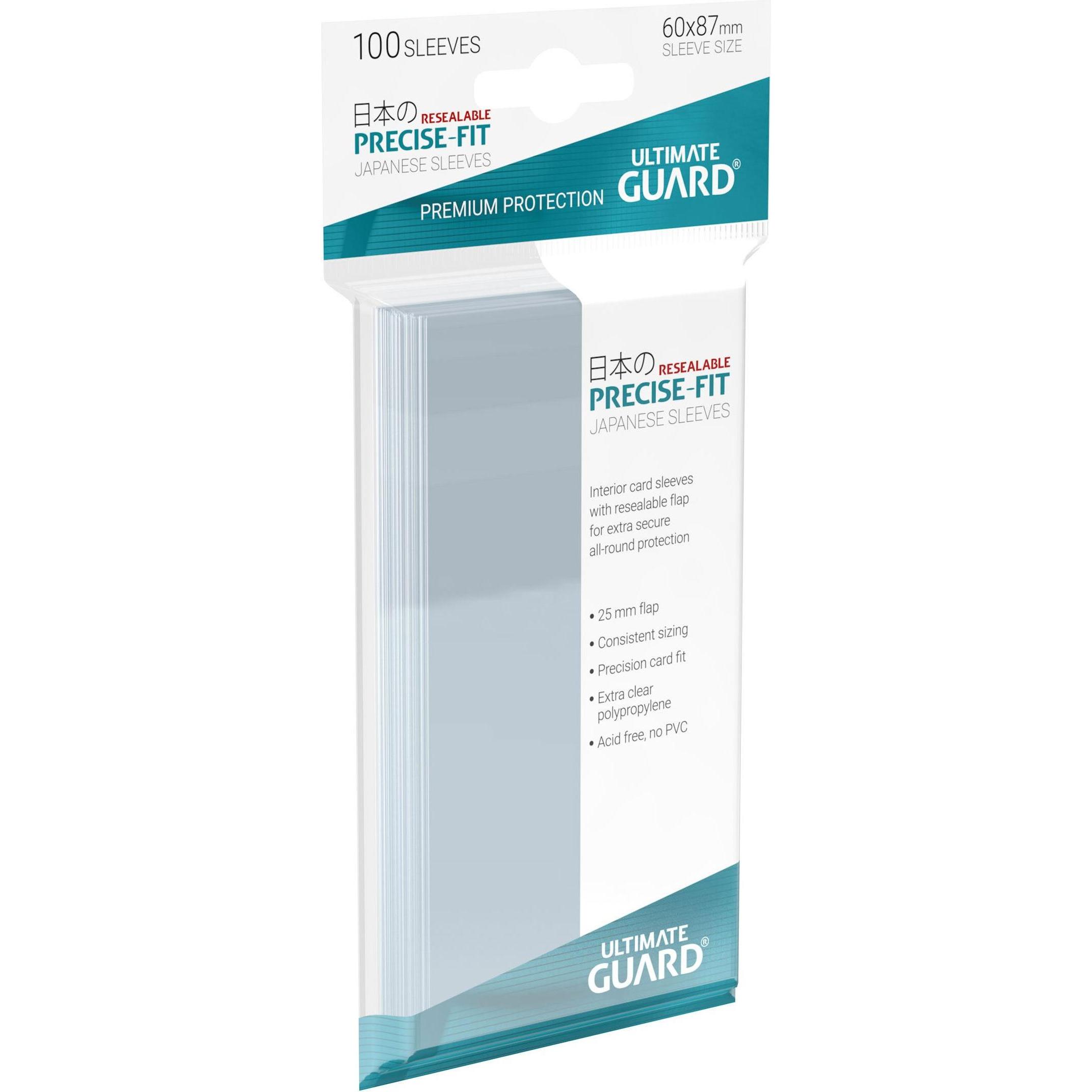 Ultimate Guard UGD010312 - Precise-Fit 100 Kartenhüllen wiederverschliessbar japanische Grösse, transparent