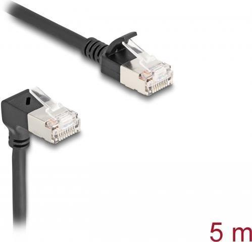 Produktbild Delock RJ45 Netzwerkkabel Cat.6A S/FTP Slim 90° oben gewinke (S/FTP, CAT6a, 5 m)