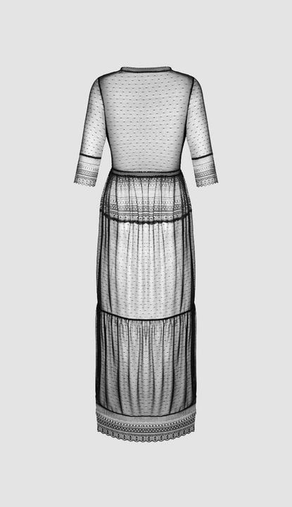 Actual product image Obsessive Long dressing gown with dots and lace (L, M)