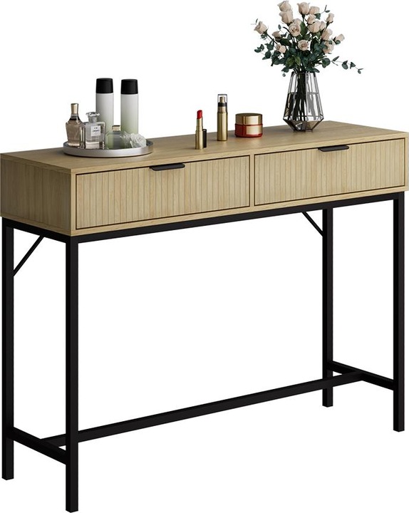 Produktbild Vicco Schminktisch Lennox, Eiche/Schwarz, 100 x 75 cm mit 2 Schubladen (100 x 75 x 30 cm)