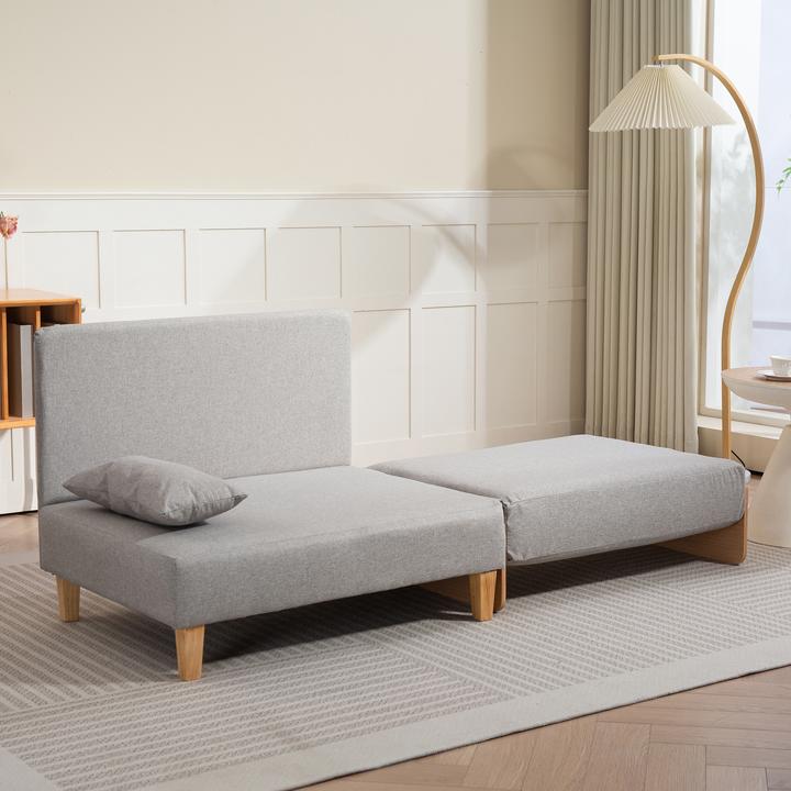 Produktbild En.Casa 1-Sitzer-Schlafsofa Seinlus 81x88x68 cm Hellgrau (1-Sitzer)