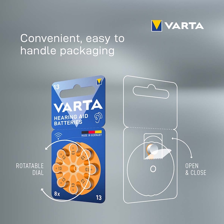 Actual product image Varta Hearing aid battery 13 8 pieces (8 pcs., PR48, 310 mAh)