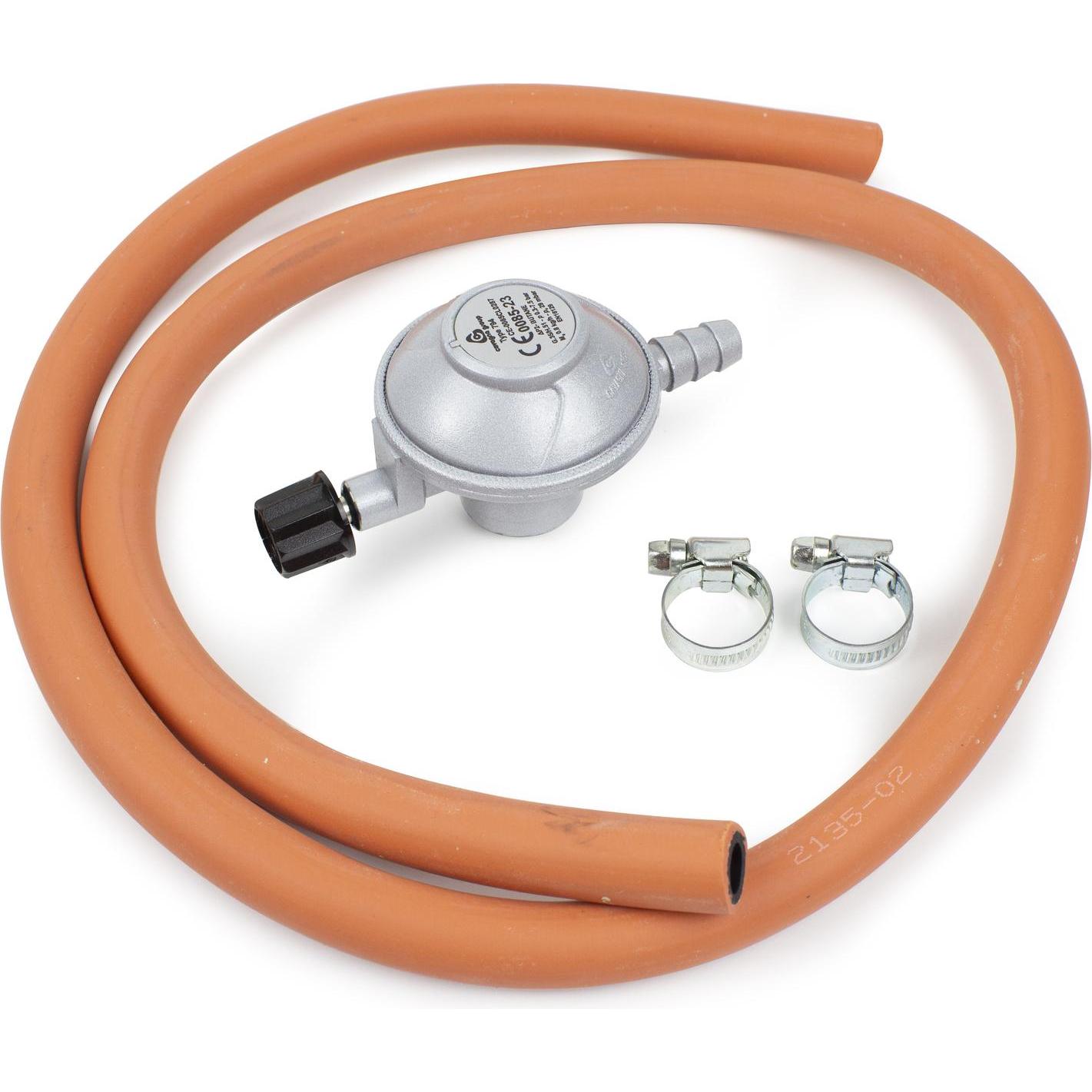 Muurikka, Grillausstattung + Ersatzteile, 29 mbar Gas regulator for camping, for threaded gas bottles + 1.2 m hose