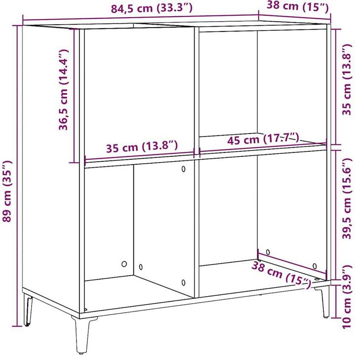 Image du produit vidaXL Plattenschrank (84.50 x 38 x 89 cm)