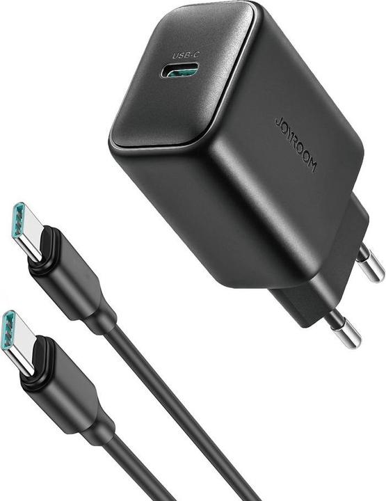Produktbild Joyroom 25W Single USB-C Charger with 60W C to C Cable, 1m - Black (25 W, 1 Port)