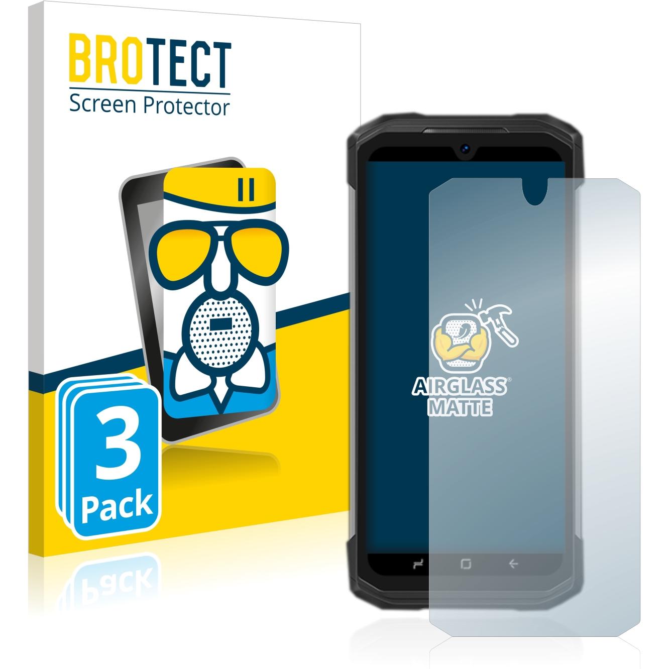 BROTECT AirGlass Panzerglasfolie Matt (3 Stück, Doogee S98 Pro), Smartphone Schutzfolie, Grau