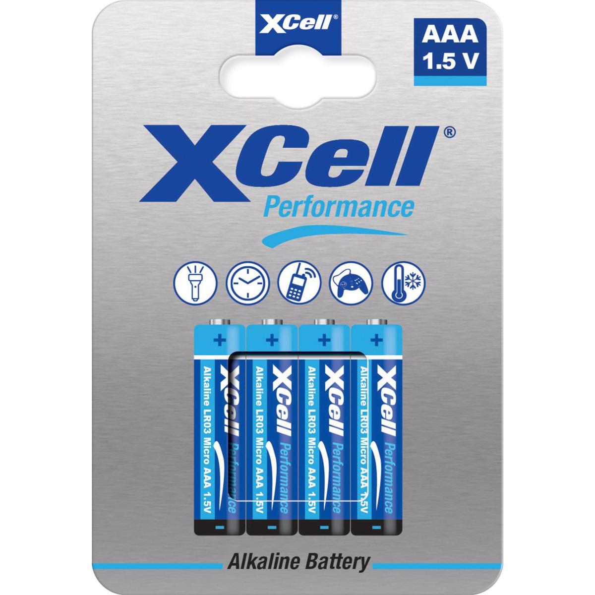 XCell Batteria AAA LR03 4 pezzi in blister di cartone (4 pz., AAA, 1300 mAh), Batterie + pile