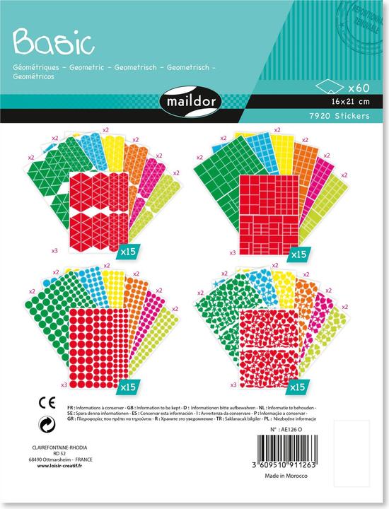 Image du produit My Mandarine Basiques, Sach 60pl 16x21cm, Multiformes géométriques - Assortis