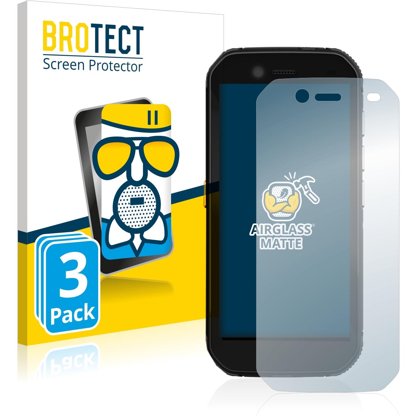 BROTECT AirGlass Panzerglasfolie Matt (3 Stück, Cat S42), Smartphone Schutzfolie, Grau