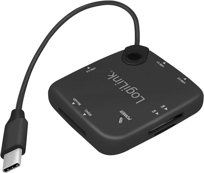 Produktbild LogiLink UA0344 - USB Typ-C OTG (On-The-Go) Multifunktions-Hub und Kartenleser (USB-C, 3 Ports)