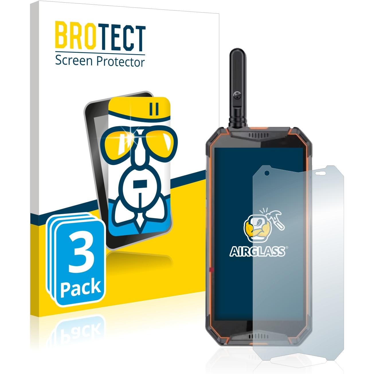 BROTECT AirGlass Panzerglasfolie (3 Stück, Ulefone Armor 3W), Smartphone Schutzfolie, Transparent