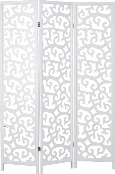 Greendeco 3 Partition Wood Partition Spanish Wall Privacy Screen White